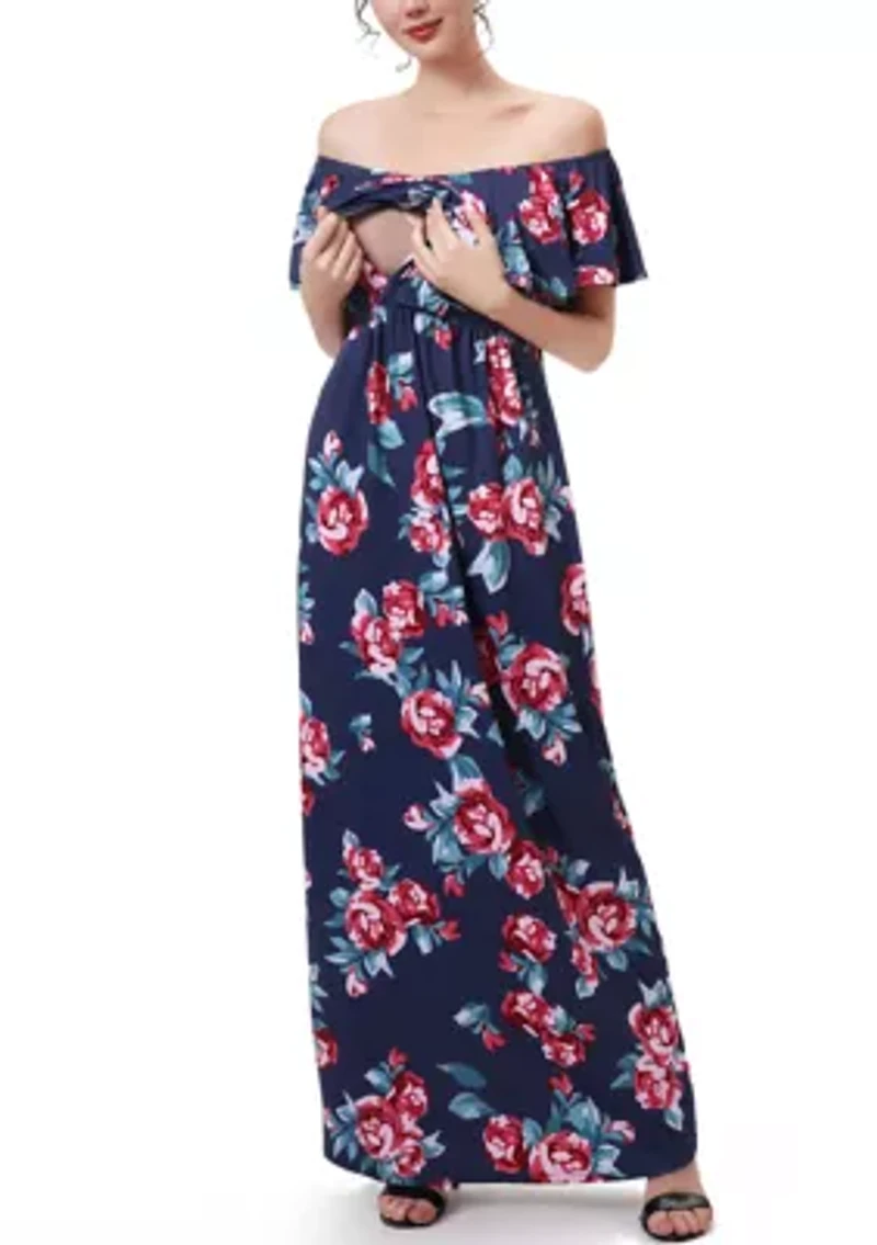Materity Brielle Nursing Floral Print Maxi Dress