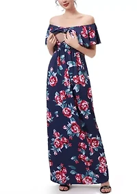 Materity Brielle Nursing Floral Print Maxi Dress