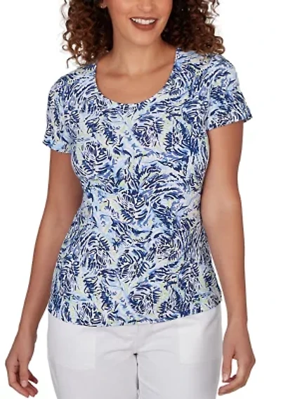 Women's Printed Stretch Jersey Scoop Neck Top
