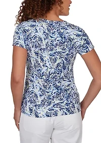Women's Printed Stretch Jersey Scoop Neck Top