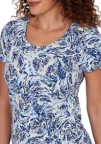 Women's Printed Stretch Jersey Scoop Neck Top