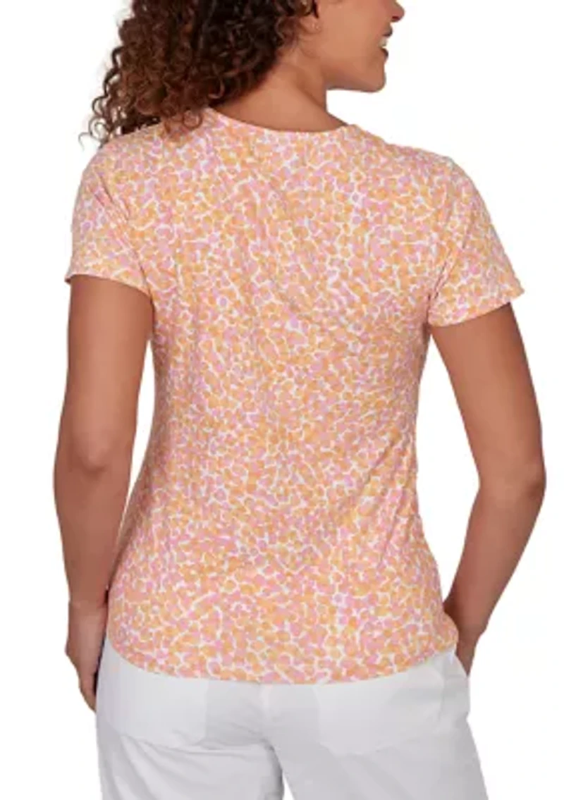 Women's Printed Stretch Jersey V-Neck Top