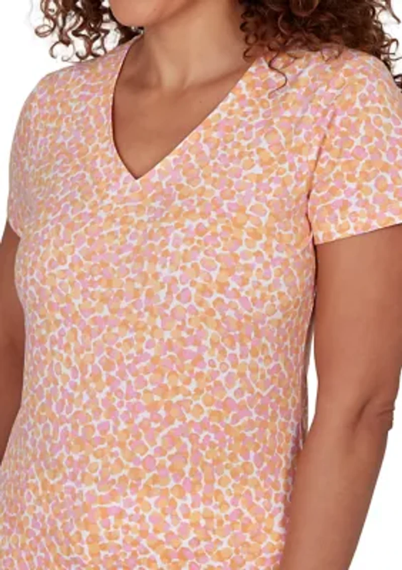 Women's Printed Stretch Jersey V-Neck Top