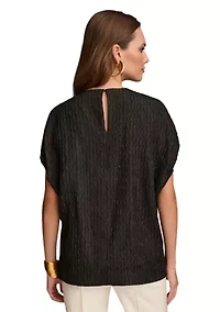 Women's Textured Split Neck Blouse