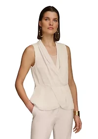 Women's Sleeveless Textured Crepe Peplum Blouse