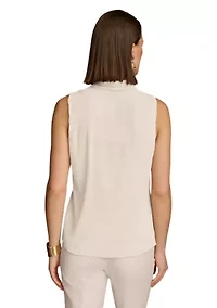 Women's Sleeveless Textured Crepe Peplum Blouse