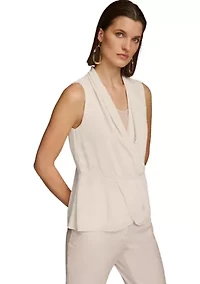 Women's Sleeveless Textured Crepe Peplum Blouse