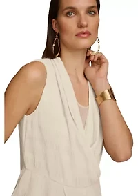 Women's Sleeveless Textured Crepe Peplum Blouse