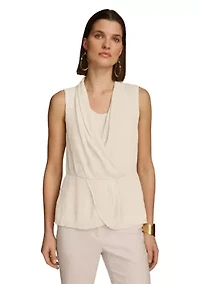 Women's Sleeveless Textured Crepe Peplum Blouse