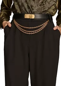 Women's Chain Belt Wide Leg Pants