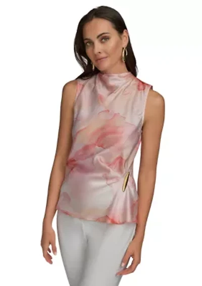 Women's Sleeveless Floral Hardware Top