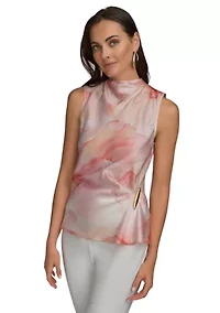 Women's Sleeveless Floral Hardware Top
