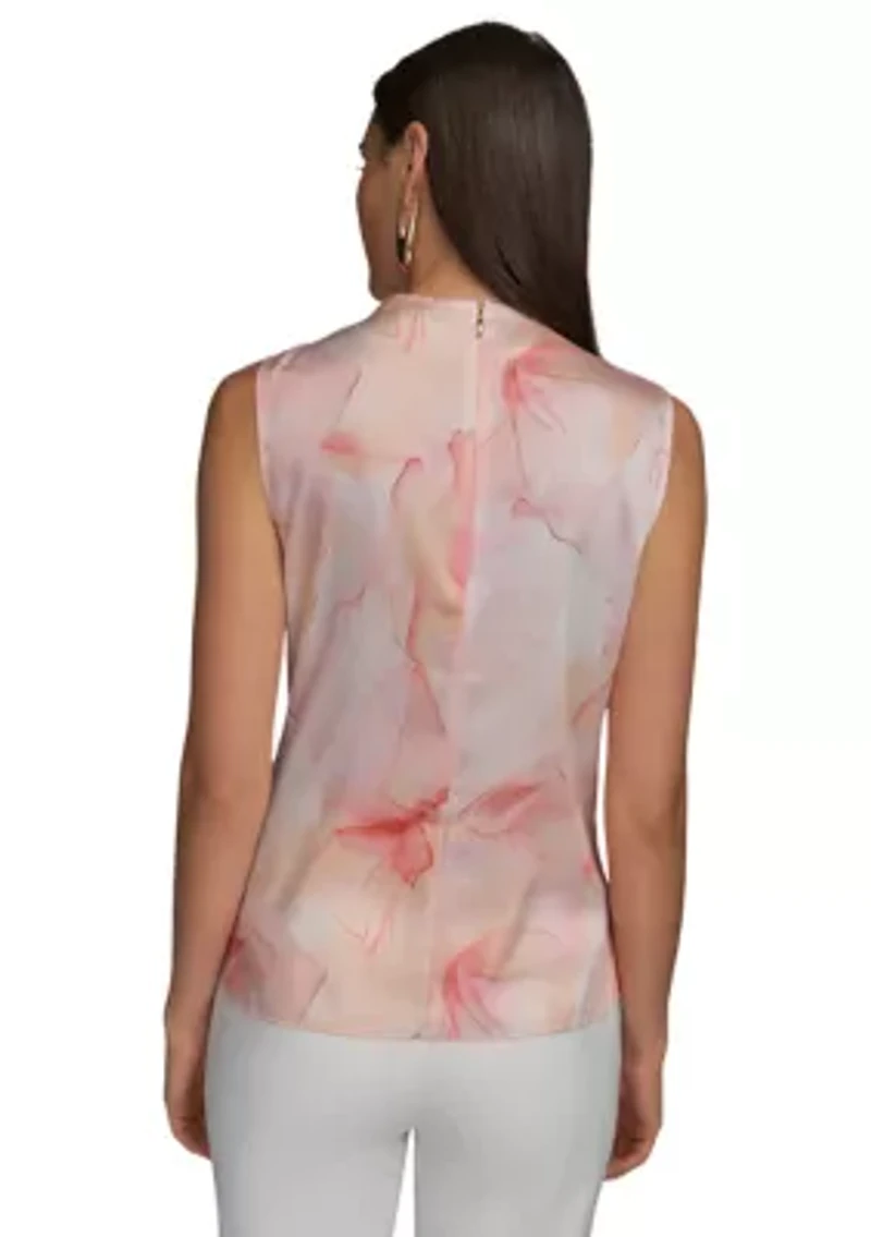 Women's Sleeveless Floral Hardware Top