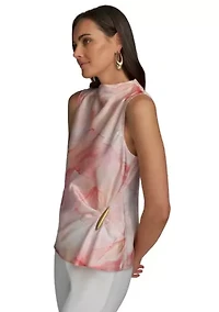 Women's Sleeveless Floral Hardware Top