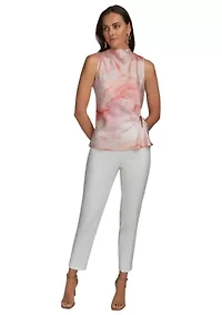 Women's Sleeveless Floral Hardware Top
