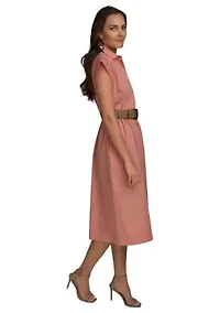 Women's Short Sleeve Belted Shirtdress