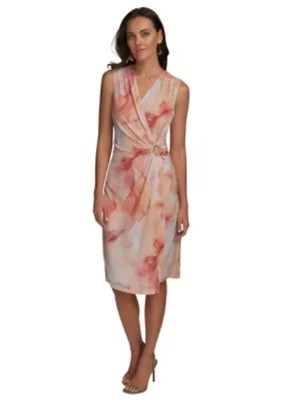 Women's Sleeveless Hardware Floral Dress