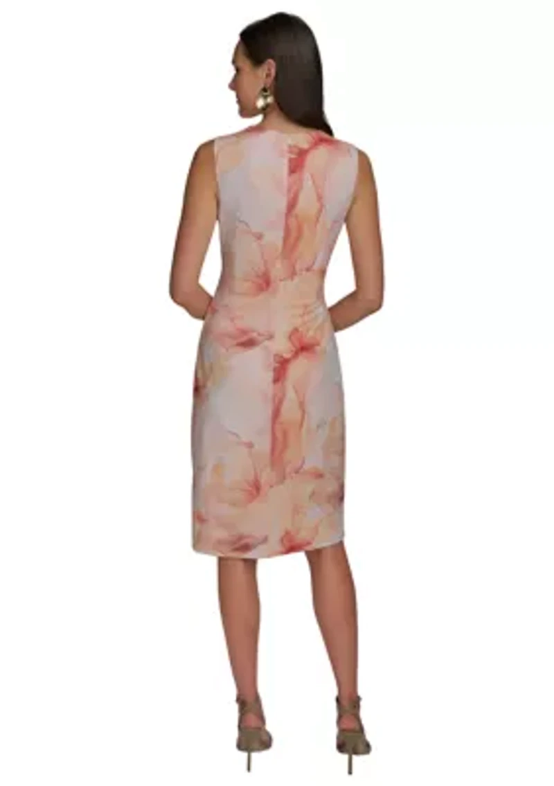Women's Sleeveless Hardware Floral Dress
