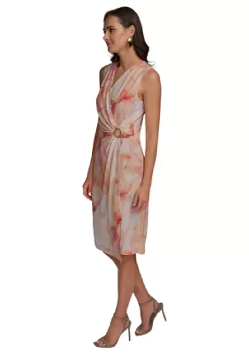 Women's Sleeveless Hardware Floral Dress