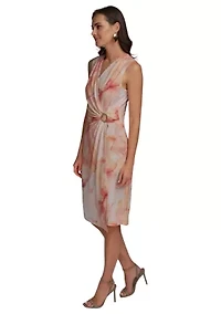 Women's Sleeveless Hardware Floral Dress
