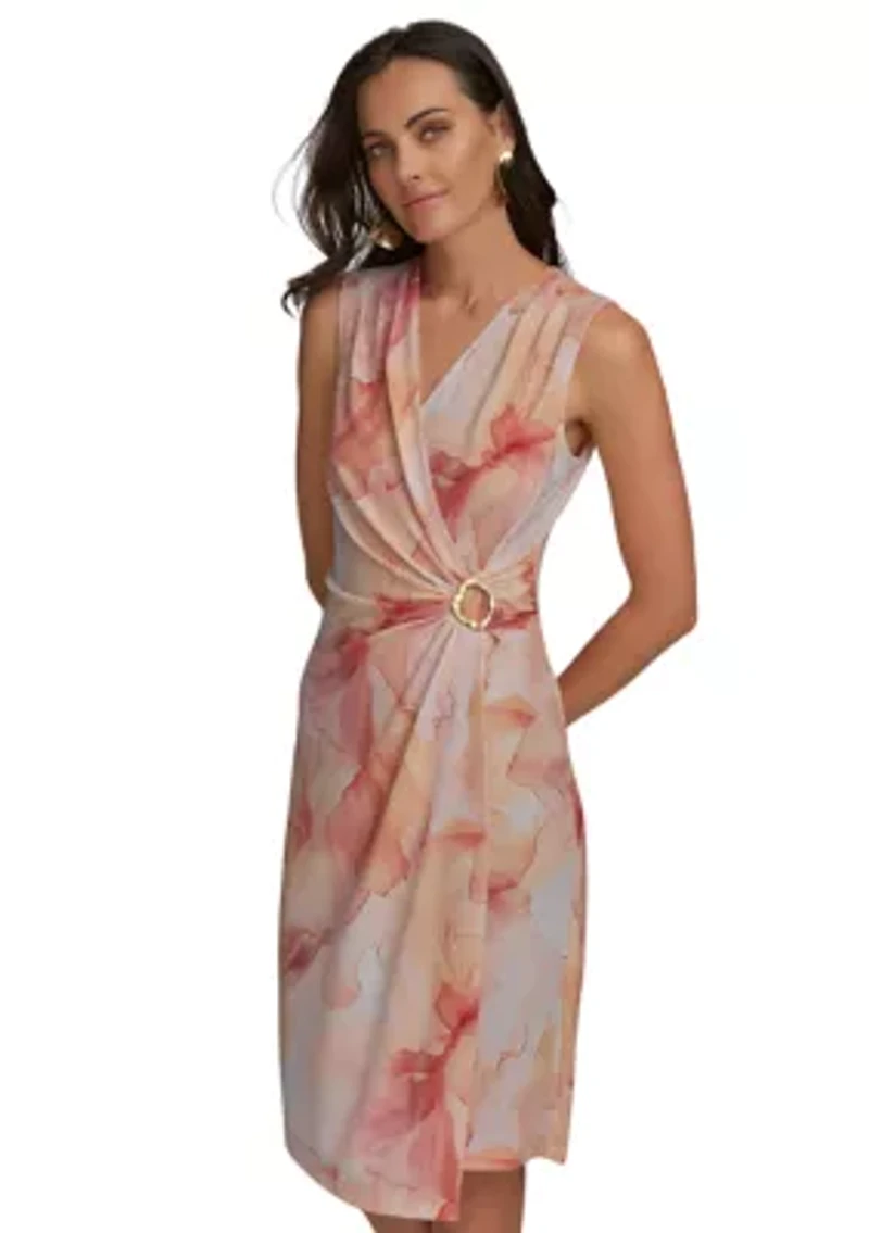 Women's Sleeveless Hardware Floral Dress