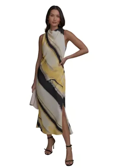 Women's Sleeveless Brushstroke Printed Dress