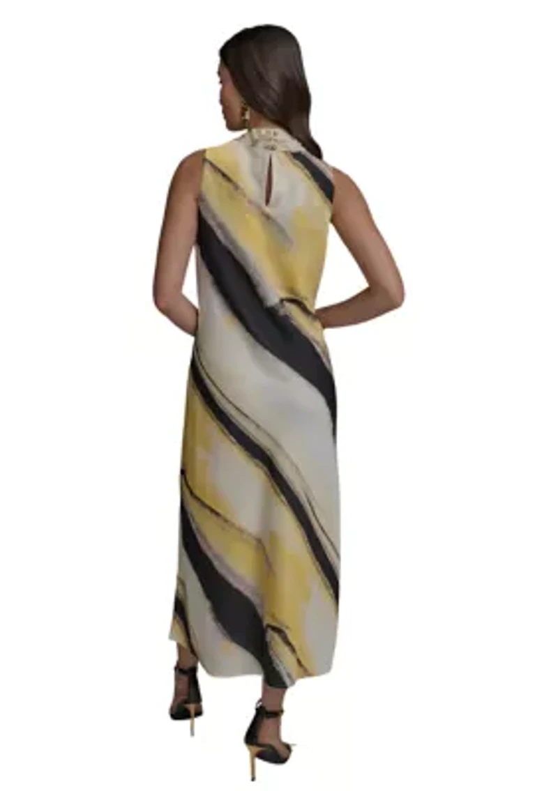 Women's Sleeveless Brushstroke Printed Dress