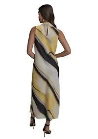 Women's Sleeveless Brushstroke Printed Dress