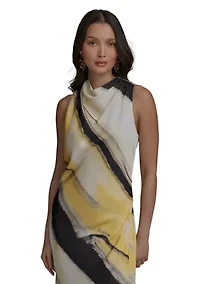 Women's Sleeveless Brushstroke Printed Dress