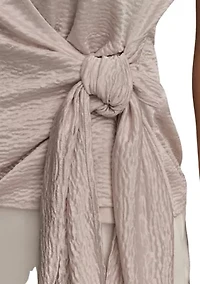 Women's V-Neck Tie Waist Blouse