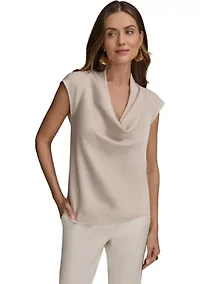 Women's Sleeveless Cowl Neck Blouse
