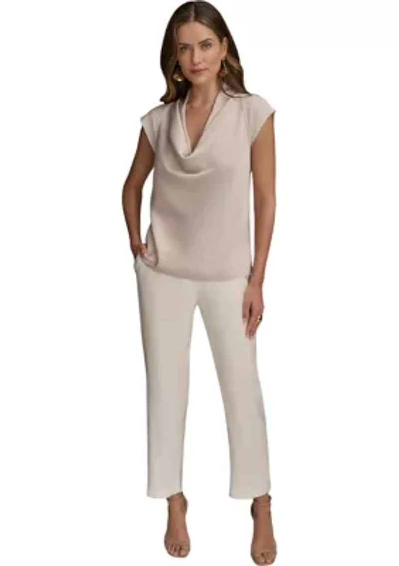 Women's Sleeveless Cowl Neck Blouse
