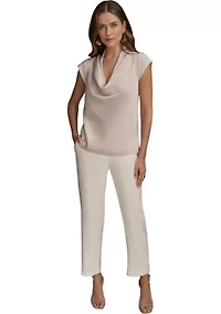 Women's Sleeveless Cowl Neck Blouse