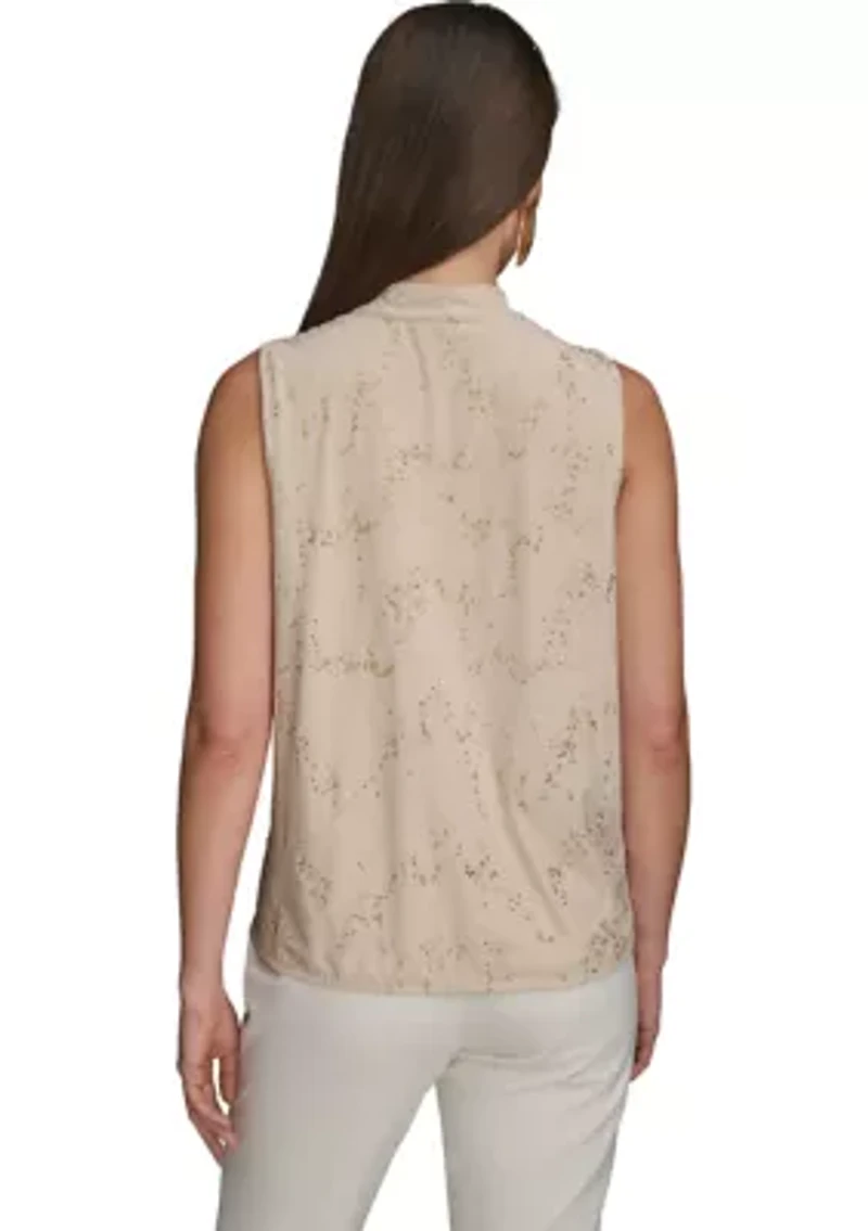 Women's Sleeveless Sequin Cowl Neck Blouse