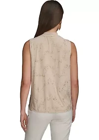 Women's Sleeveless Sequin Cowl Neck Blouse