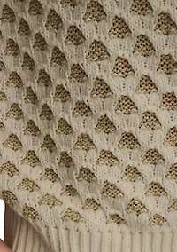 Women's Short Sleeve 2 Tone Honeycomb Sweater