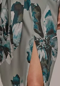 Women's Sleeveless Ruched Floral Hardware Dress