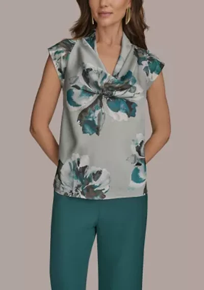 Women's Floral Printed Cowl Neck Blouse