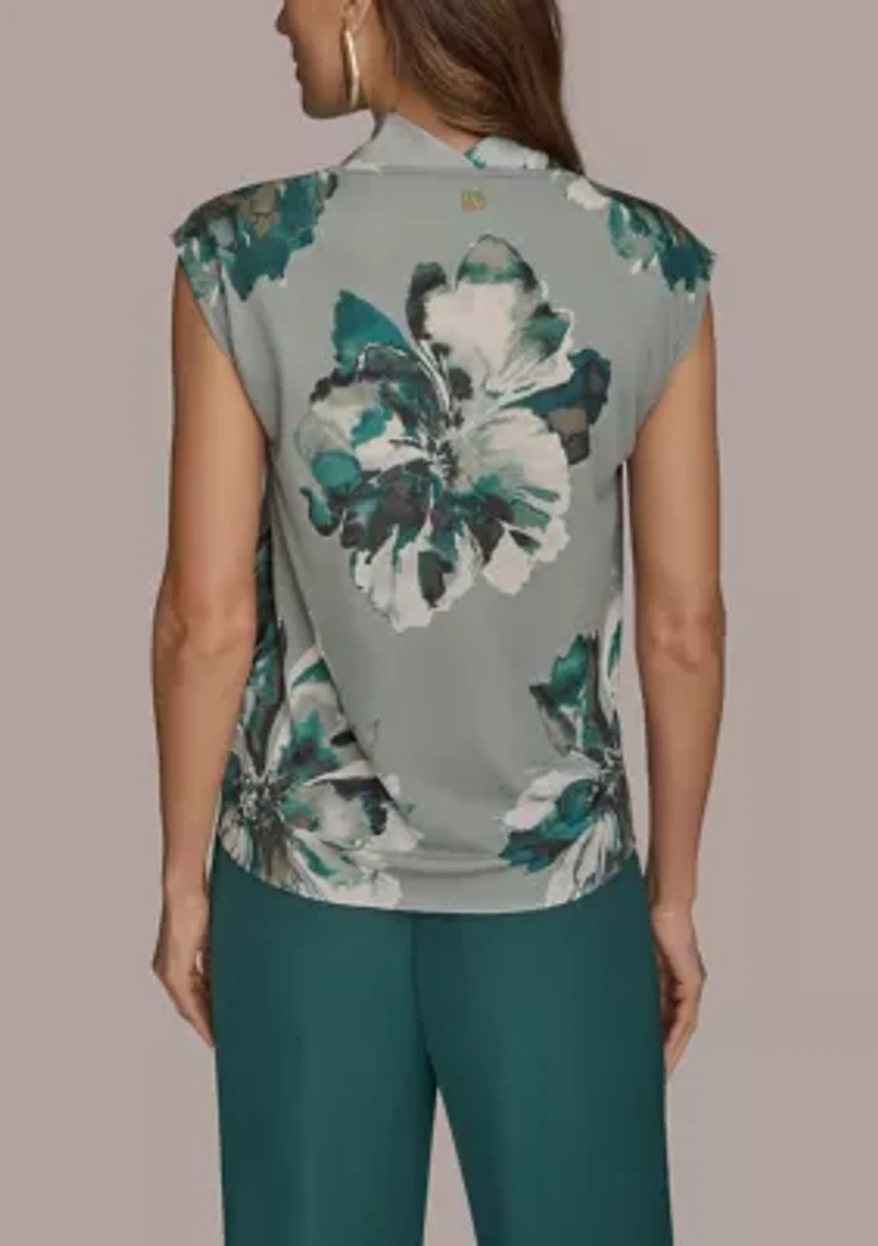Women's Floral Printed Cowl Neck Blouse