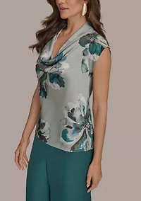 Women's Floral Printed Cowl Neck Blouse