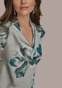 Women's Floral Printed Cowl Neck Blouse