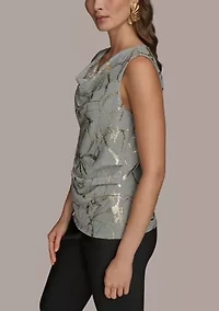 Women's Sleeveless Metallic Knit Blouse