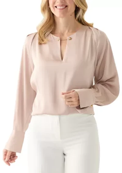 Women's Long Sleeve Crepe Knit Top