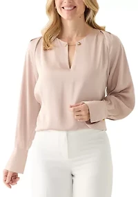 Women's Long Sleeve Crepe Knit Top