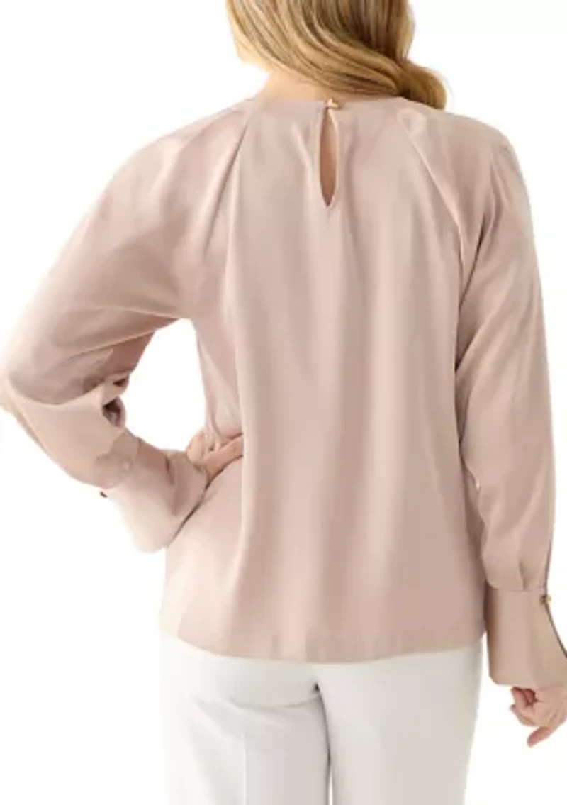 Women's Long Sleeve Crepe Knit Top