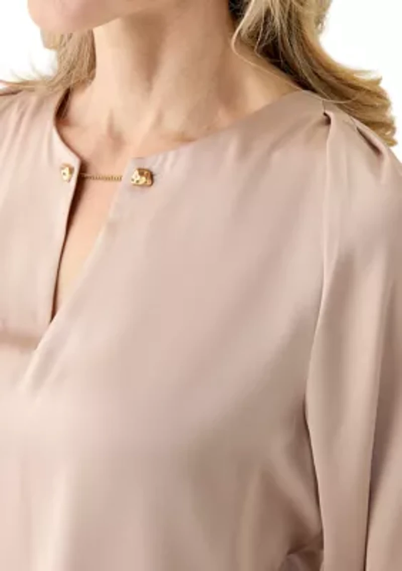 Women's Long Sleeve Crepe Knit Top