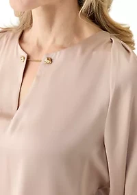 Women's Long Sleeve Crepe Knit Top