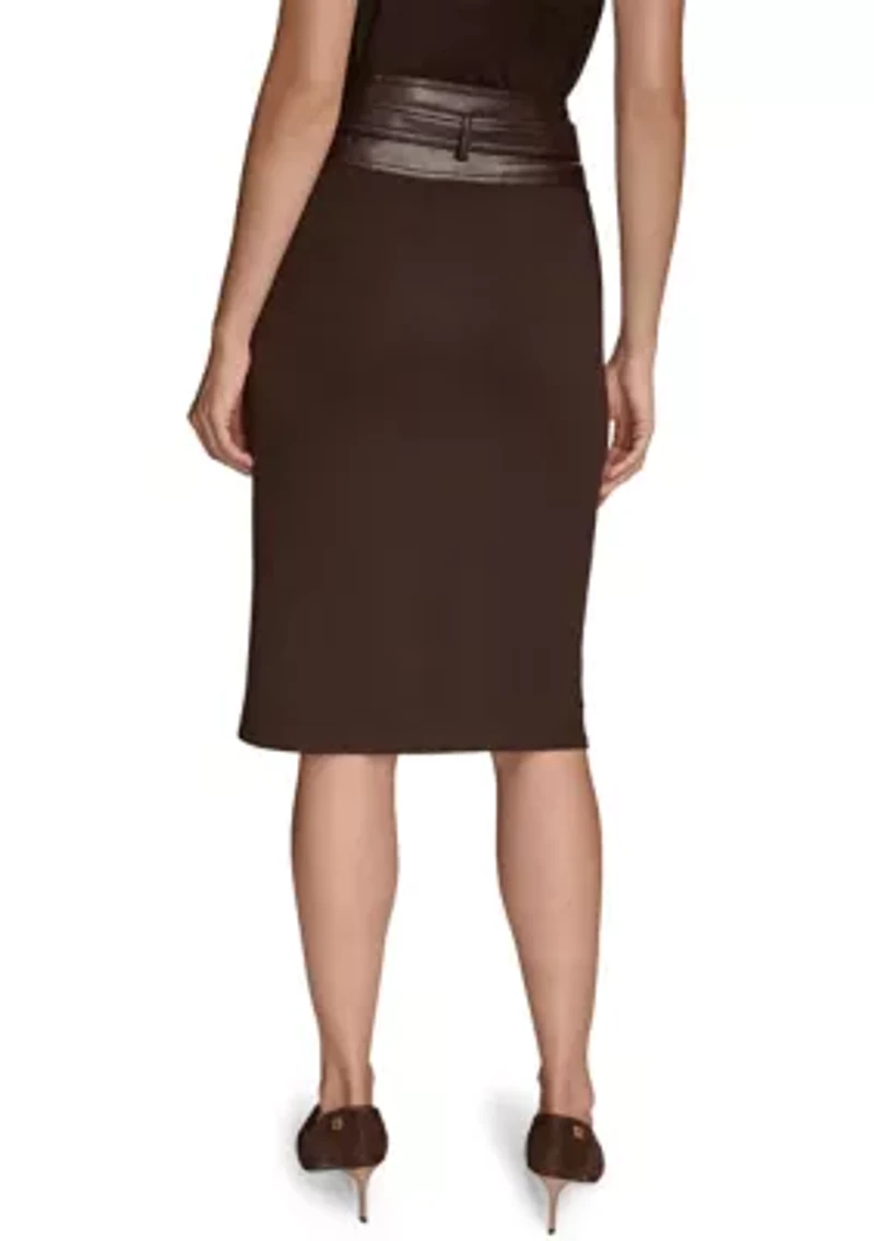 Women's Faux Wrap Belted Skirt