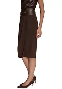 Women's Faux Wrap Belted Skirt