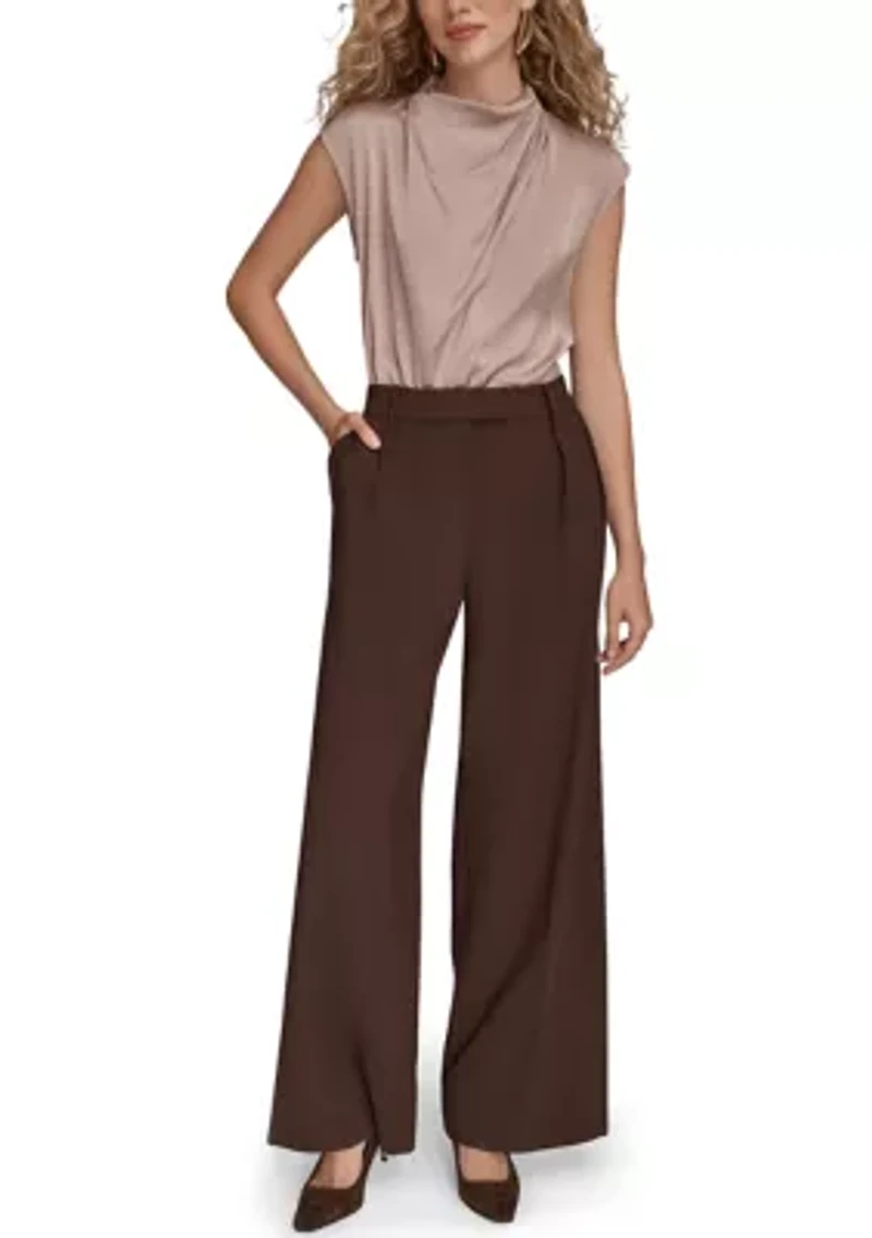 Women's Wide Leg with Tab Waist Pants